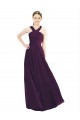 Soft Chiffon Halter Neck Sleeveless Grape Long Bridesmaid Dress Kent