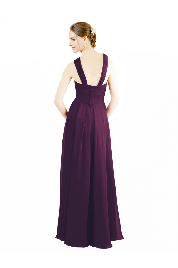 Soft Chiffon Halter Neck Sleeveless Grape Long Bridesmaid Dress Kent