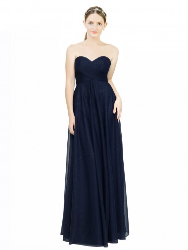 Chiffon Sweetheart Sleeveless Low Back Long Bridesmaid Dress / Evening Dress Kent