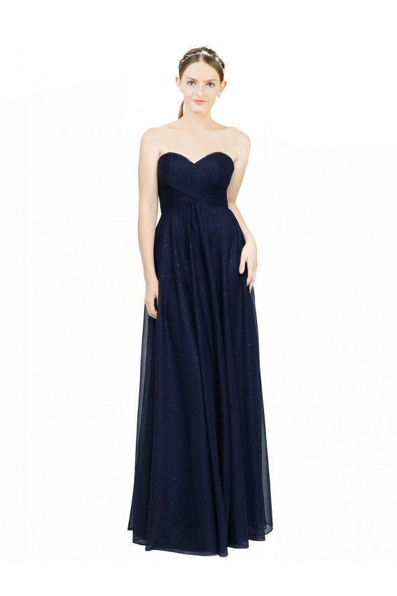 Chiffon Sweetheart Sleeveless Low Back Long Bridesmaid Dress / Evening Dress Kent