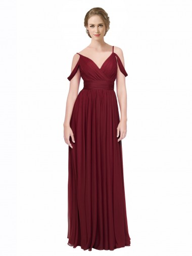Chiffon Off the Shoulder Sleeveless Low Back Long Bridesmaid Dress / Evening Dress Kent