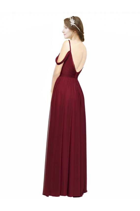 Chiffon Off the Shoulder Sleeveless Low Back Long Bridesmaid Dress / Evening Dress Kent