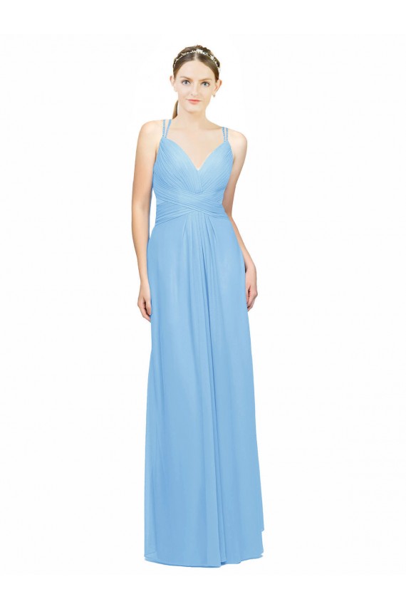 Chiffon Spaghetti Straps Sleeveless Keyhole Back Long Bridesmaid Dress / Evening Dress Kent