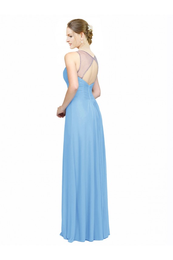 Chiffon Spaghetti Straps Sleeveless Keyhole Back Long Bridesmaid Dress / Evening Dress Kent