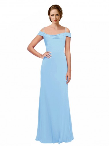 Soft Chiffon Off the Shoulder Sleeveless Periwinkle Long Bridesmaid Dress Kent