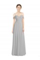 Lxue Chiffon Off the Shoulder Sleeveless Low Back Silver Long Bridesmaid Dress Kent