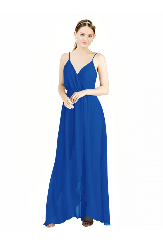 Luxe Chiffon Spaghetti Straps Sleeveless V-Back Long Bridesmaid Dress Kent