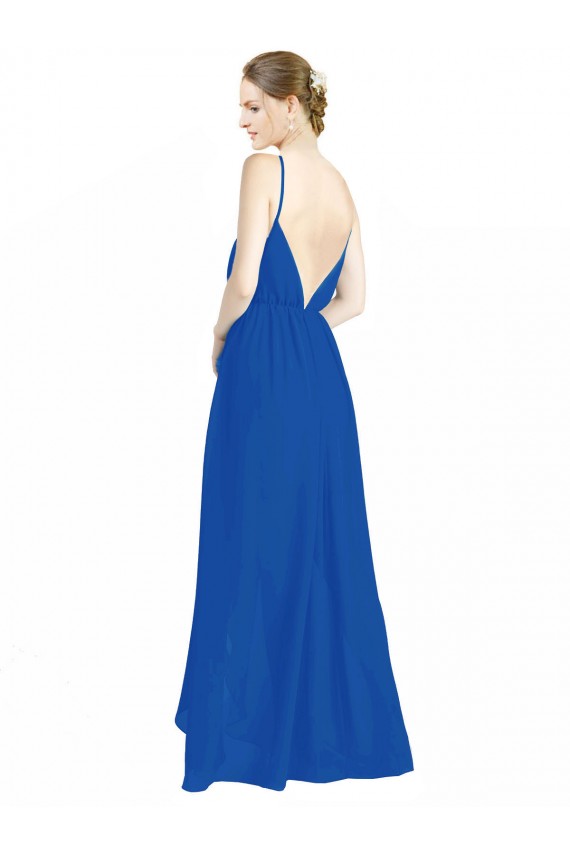 Luxe Chiffon Spaghetti Straps Sleeveless V-Back Long Bridesmaid Dress Kent
