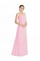Soft Chiffon Spaghetti Straps Sleeveless Low Back Barely Pink Long Bridesmaid Dress Kent