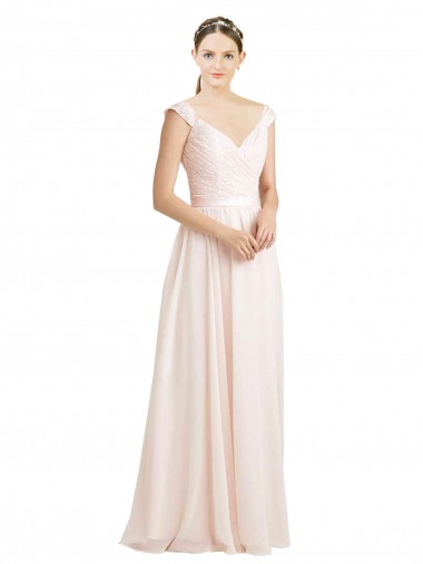 Soft Chiffon & Lace Sweetheart Sleeveless V-Back Long Bridesmaid Dress Kent