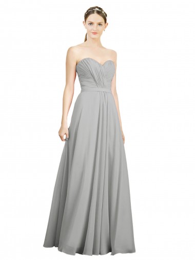 Soft Chiffon Sweetheart Sleeveless Low Back Long Bridesmaid Dresses Kent