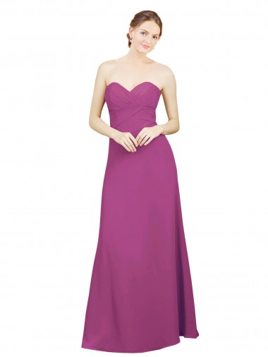 Soft Chiffon Sweetheart Sleeveless Low Back Long Bridesmaid Dress Kent