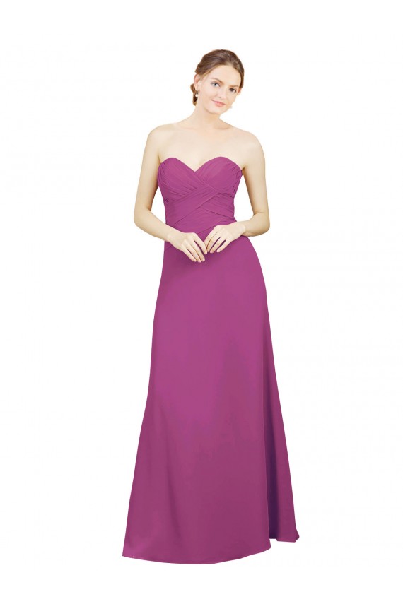 Soft Chiffon Sweetheart Sleeveless Low Back Long Bridesmaid Dress Kent