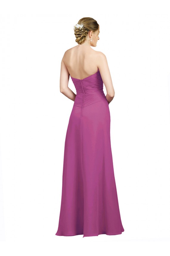 Soft Chiffon Sweetheart Sleeveless Low Back Long Bridesmaid Dress Kent