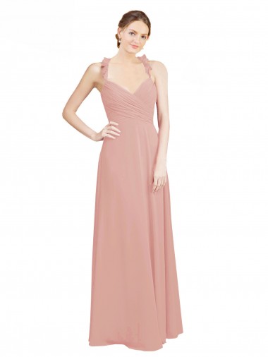 Chiffon Sweetheart Sleeveless Keyhole Back Long Bridesmaid Evening Dress Kent