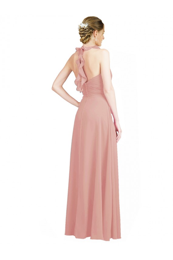 Chiffon Sweetheart Sleeveless Keyhole Back Long Bridesmaid Evening Dress Kent