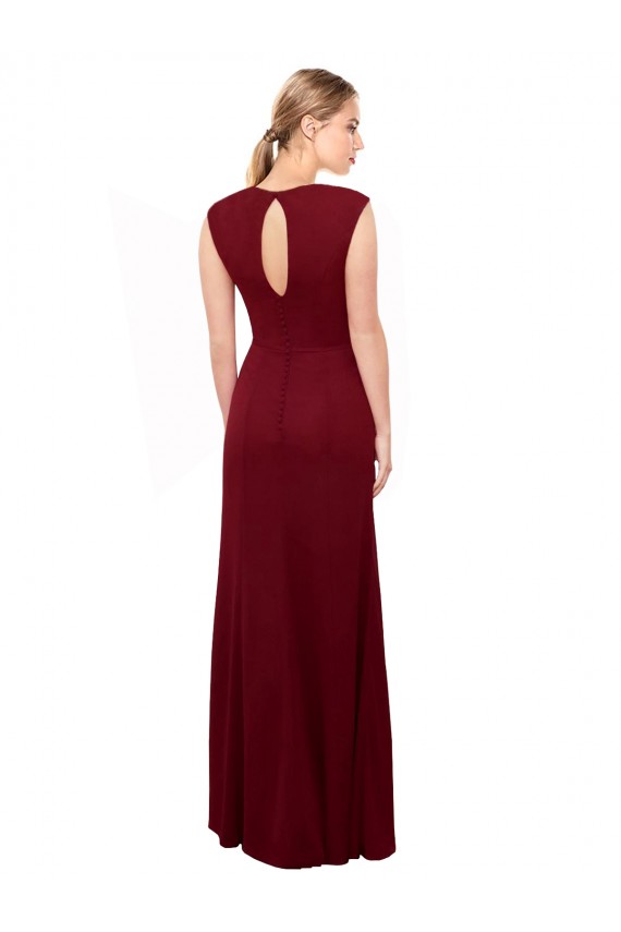 Soft Chiffon V-Neck Sleeveless Keyhole Back Long Prom Dress / Bridesmaid Dress Kent