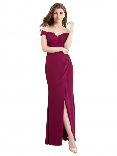 Soft Chiffon & Lace Off the Shoulder Sleeveless Long Bridesmaid Dress / Formal Dress Kent