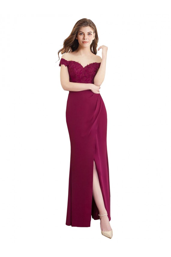 Soft Chiffon & Lace Off the Shoulder Sleeveless Long Bridesmaid Dress / Formal Dress Kent