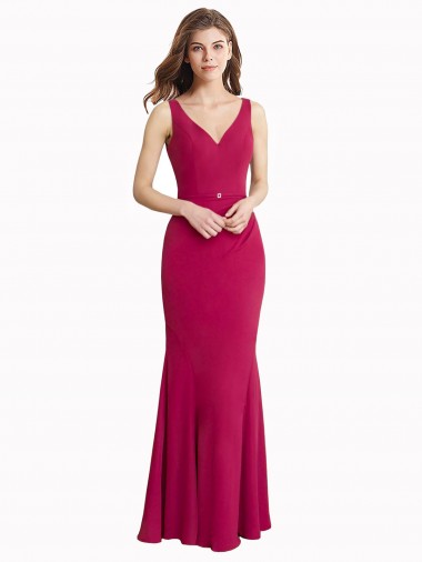 Soft Chiffon V-Neck Sleeveless V-Back Long Prom Dress / Bridesmaid Dress Kent