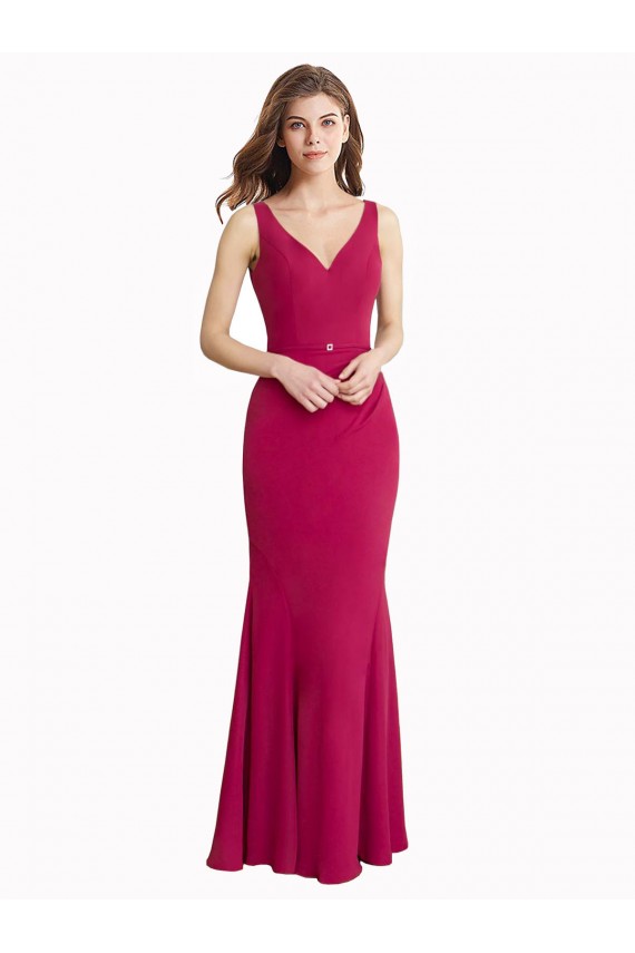 Soft Chiffon V-Neck Sleeveless V-Back Long Prom Dress / Bridesmaid Dress Kent