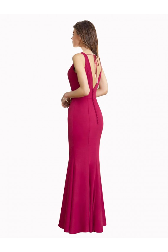 Soft Chiffon V-Neck Sleeveless V-Back Long Prom Dress / Bridesmaid Dress Kent