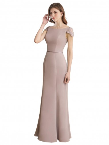 Soft Chiffon & Lace Scoop Neck Cap Sleeves Long Formal Dress / Bridesmaid Dress Kent
