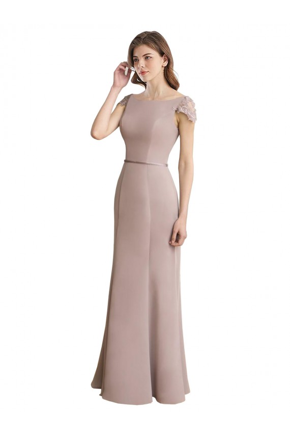 Soft Chiffon & Lace Scoop Neck Cap Sleeves Long Formal Dress / Bridesmaid Dress Kent