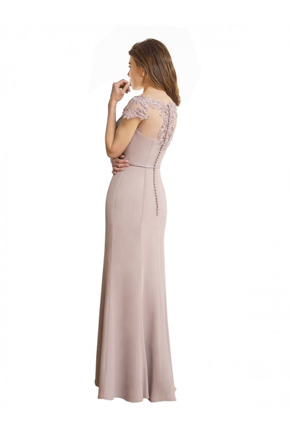 Soft Chiffon & Lace Scoop Neck Cap Sleeves Long Formal Dress / Bridesmaid Dress Kent