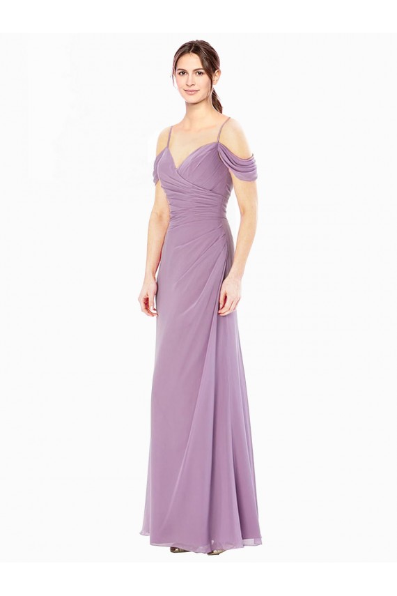Soft Chiffon Off the Shoulder Sleeveless Long Bridesmaid Dress / Formal Dress Kent