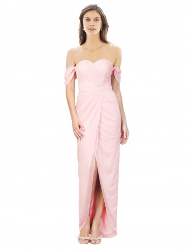 Soft Chiffon Off the Shoulder Sleeveless High Low Bridesmaid Dress Kent
