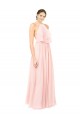 Soft Chiffon Halter Neck Sleeveless Open Back Pink Long Formal Dress / Bridesmaid Dress Kent