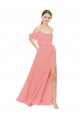Soft Chiffon Off the Shoulder Sleeveless Watermelon Long Bridesmaid Dress Kent