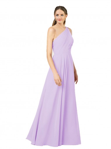 Soft Chiffon One Shoulder Sleeveless Lilac Long Formal Evening Gown / Bridesmaid Dress Kent