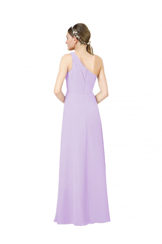 Soft Chiffon One Shoulder Sleeveless Lilac Long Formal Evening Gown / Bridesmaid Dress Kent
