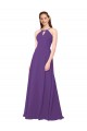 Soft Chiffon High Neck Sleeveless Plum Purple Long Bridesmaid Dress Kent