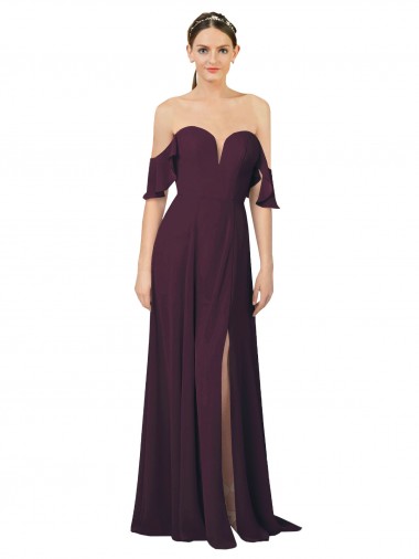 Soft Chiffon Sweetheart Cold Shoulder Long Formal Dress / Bridesmaid Dress Kent