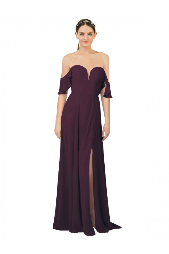 Soft Chiffon Sweetheart Cold Shoulder Long Formal Dress / Bridesmaid Dress Kent