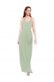 Soft Chiffon V-Neck Sleeveless Keyhole Back Smoke Green Long Bridesmaid Dress Kent
