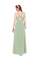 Soft Chiffon V-Neck Sleeveless Keyhole Back Smoke Green Long Bridesmaid Dress Kent