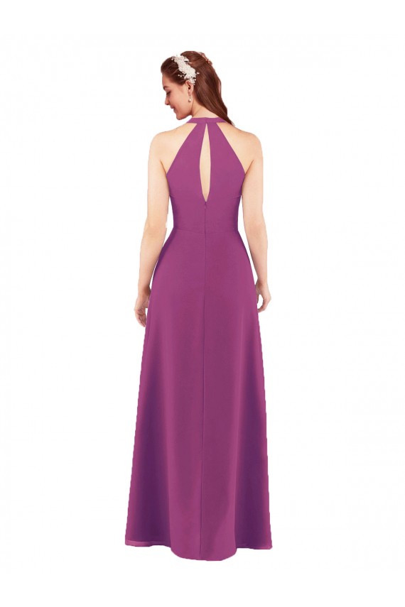 Soft Chiffon V-Neck Sleeveless Keyhole Back Long Bridesmaid Dress Kent