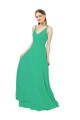 Soft Chiffon V-Neck Sleeveless Open Back Emerald Green Long Bridesmaid Dress Kent