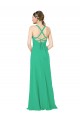 Soft Chiffon V-Neck Sleeveless Open Back Emerald Green Long Bridesmaid Dress Kent