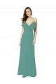 Soft Chiffon Spaghetti Straps Sleeveless Icelandic Silver Long Bridesmaid Gown Kent