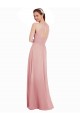 Soft Chiffon Halter Neck Sleeveless Keyhole Back Bliss Pink Long Bridesmaid Dress Kent