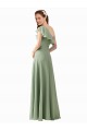 Soft Chiffon One Shoulder Flutter Sleeves Long Bridesmaid Dress Kent