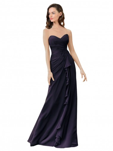 Soft Chiffon Sweetheart Sleeveless Long Bridesmaid Dress Kent