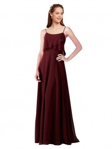 Chiffon Spaghetti Straps Sleeveless Long Bridesmaid Gowns Kent
