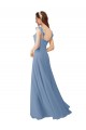 Soft Chiffon V-Neck Cap Sleeves Long Bridesmaid Dress Kent