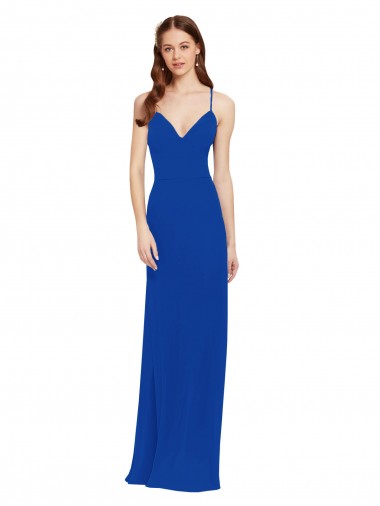 Soft Chiffon Spaghetti Straps Sleeveless Keyhole Back Long Bridesmaid Dress / Formal Dress Kent